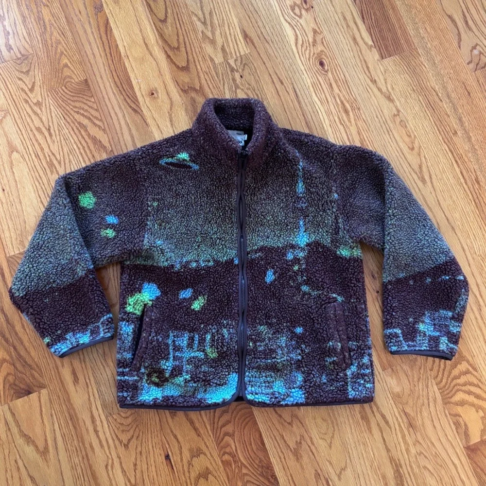 Sundae School Namsan Tower Fleece Jacket Multicolor Alien Space Zip Up Mens M - Picture 3 of 13